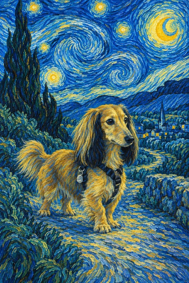 Isaac, painted after Van Gogh's Starry Night